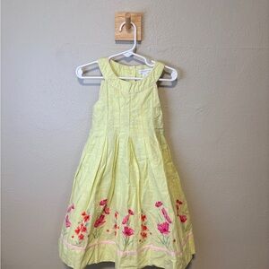 Charter Club Light Yellow Dress with Pink Floral Embroidery